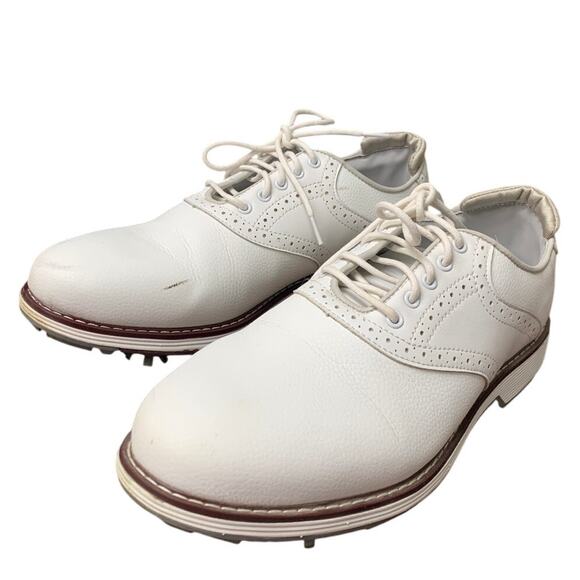 Thestron Mens Size 9 White Faux Leather Lace Up Oxford Golf Course Shoes - Picture 3 of 9